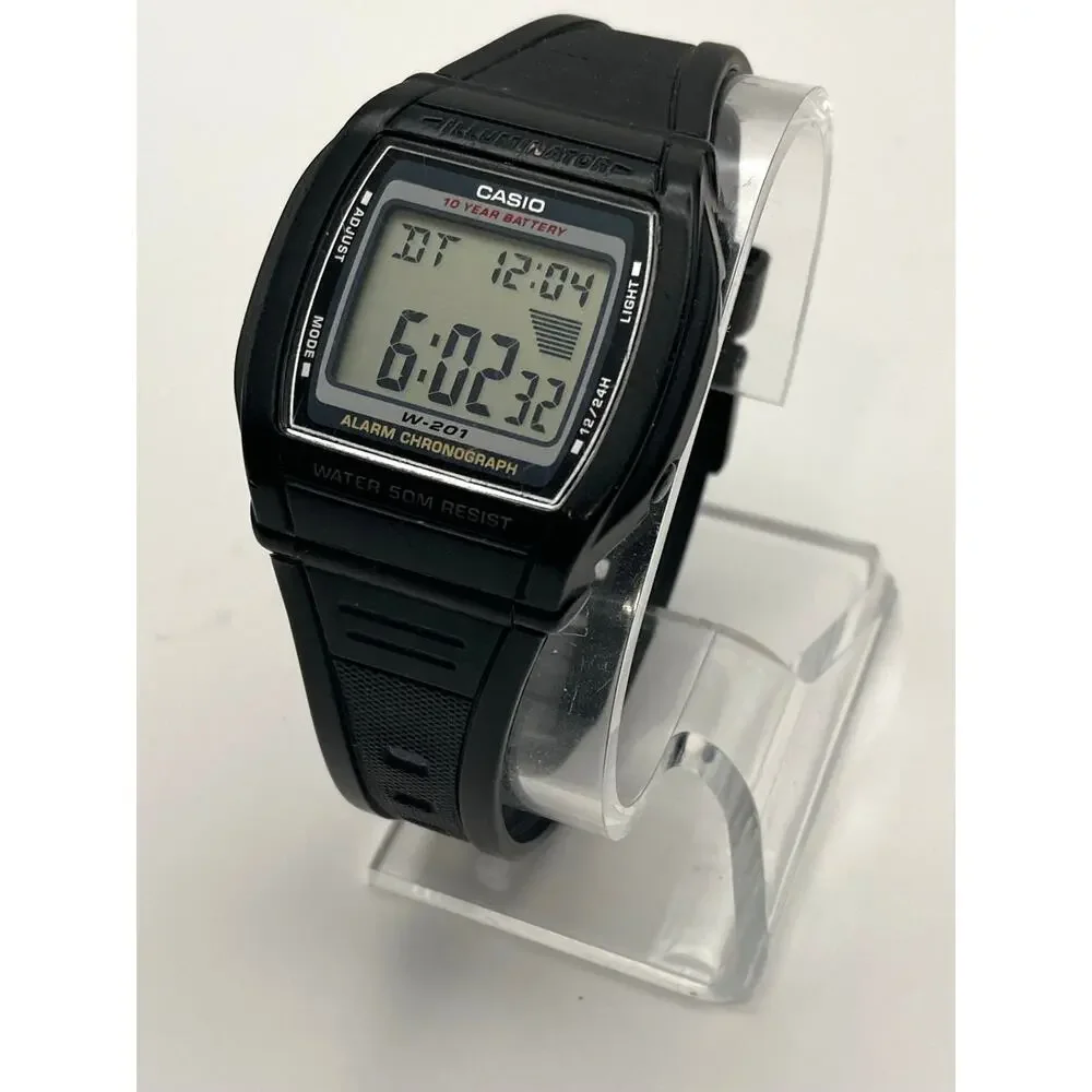 Casio Illuminator W-201 Men's Multifunction Watch 36mm - New Battery Alarm WR